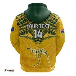 custom australia matildas hoodie polynesian mix gold marble