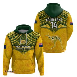 custom australia matildas hoodie polynesian mix gold marble