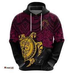 custom broncos rugby hoodie brisbane hibiscus and turtle with polynesian pattern