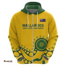 custom australia rugby hoodie go wallaroos 2024 pacific aboriginal art