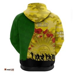australia cricket anzac day 2024 hoodie australian army camouflage with poppies