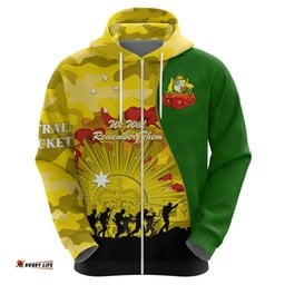 australia cricket anzac day 2024 hoodie australian army camouflage with poppies