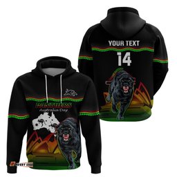 custom australia day panthers hoodie nrl 2024 sydney opera house with map black