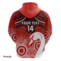 personalised sydney swans football hoodie go swannies aboriginal mix polynesian pattern