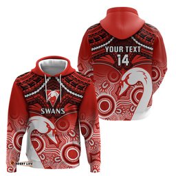personalised sydney swans football hoodie go swannies aboriginal mix polynesian pattern