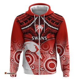 personalised sydney swans football hoodie go swannies aboriginal mix polynesian pattern