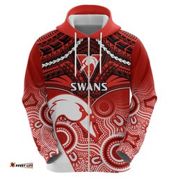 personalised sydney swans football hoodie go swannies aboriginal mix polynesian pattern