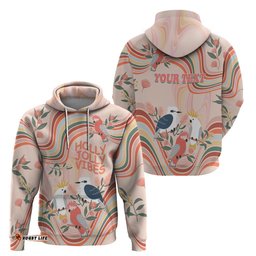 personalised australia hippie christmas hoodie cockatoo kookaburra with wattle pink peach style