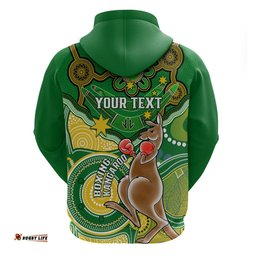 personalised australia boxing kangaroo hoodie aussie indigenous art mix national color