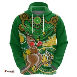 personalised australia boxing kangaroo hoodie aussie indigenous art mix national color