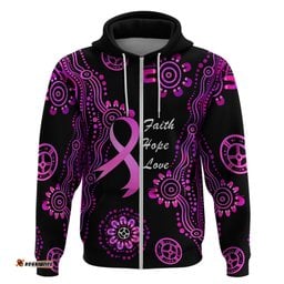 personalised faith hope love australia breast cancer hoodie pink ribbon indigenous