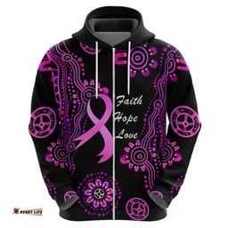 personalised faith hope love australia breast cancer hoodie pink ribbon indigenous