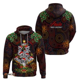 aboriginal christmas hoodie aussie koala christmas tree with aboriginal inspired dt02