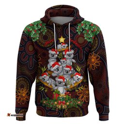 aboriginal christmas hoodie aussie koala christmas tree with aboriginal inspired dt02