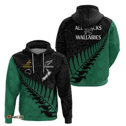 australia wallabies and aotearoa rugby hoodie kangaroo black fern maori green vibe