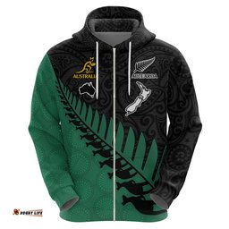 australia wallabies and aotearoa rugby hoodie kangaroo black fern maori green vibe