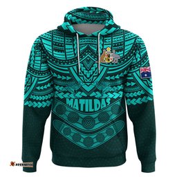 matildas soccer hoodie polynesian and aboriginal turquoise vibe