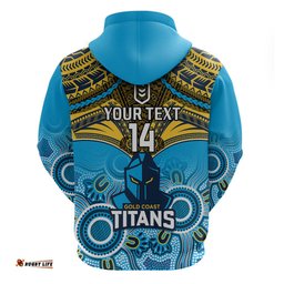personalised titans rugby hoodie aboriginal mix polynesian pattern
