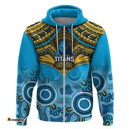 personalised titans rugby hoodie aboriginal mix polynesian pattern