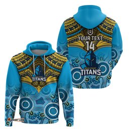 personalised titans rugby hoodie aboriginal mix polynesian pattern
