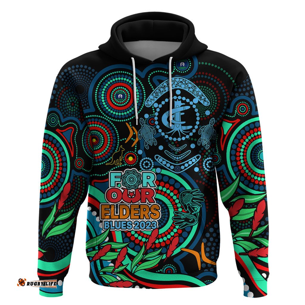 carlton blues football aboriginal art hoodie naidoc indigenous tribal