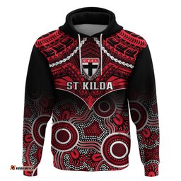 personalised st kilda football hoodie saints aboriginal mix polynesian pattern