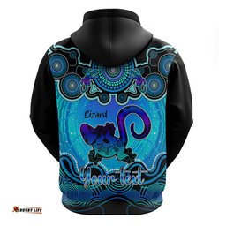 personalised australia leo lizard zodiac hoodie auz astrology aboriginal aqua