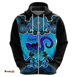personalised australia leo lizard zodiac hoodie auz astrology aboriginal aqua