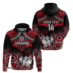 personalised dragons rugby hoodie saints 1998 aboriginal mix polynesian pattern