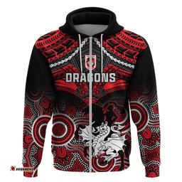 personalised dragons rugby hoodie saints 1998 aboriginal mix polynesian pattern