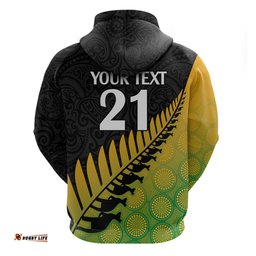 custom australia wallabies and aotearoa rugby hoodie kangaroo black fern maori gradient vibe