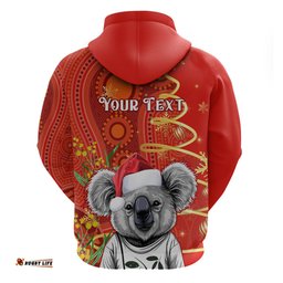 personalised australia koala christmas hoodie aboriginal art with golden wattle