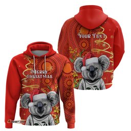 personalised australia koala christmas hoodie aboriginal art with golden wattle
