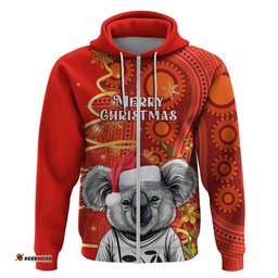 personalised australia koala christmas hoodie aboriginal art with golden wattle