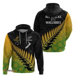australia wallabies and aotearoa rugby hoodie kangaroo black fern maori gradient vibe