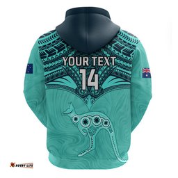 custom australia matildas hoodie polynesian mix turquoise marble