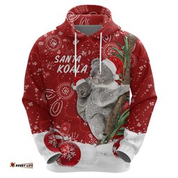 australia christmas aboriginal hoodie santa koala ver01