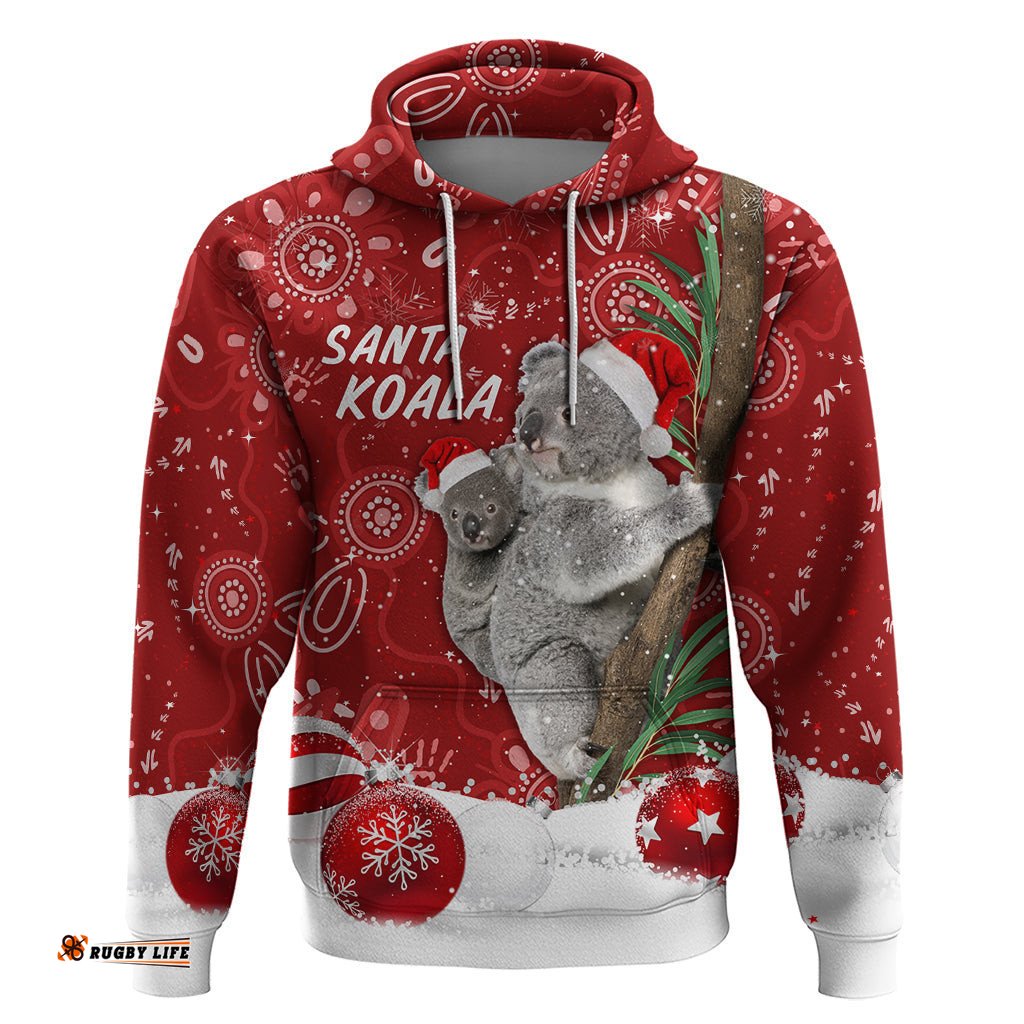 australia christmas aboriginal hoodie santa koala ver01
