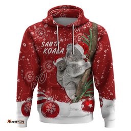 australia christmas aboriginal hoodie santa koala ver01