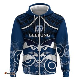 geelong football hoodie go cats aboriginal mix polynesian pattern