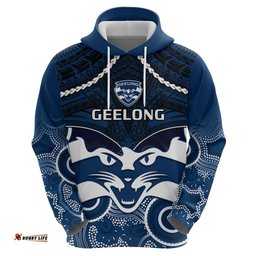 geelong football hoodie go cats aboriginal mix polynesian pattern