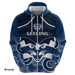 geelong football hoodie go cats aboriginal mix polynesian pattern