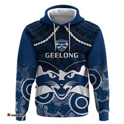 geelong football hoodie go cats aboriginal mix polynesian pattern