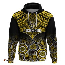 personalised richmond football hoodie tigers aboriginal mix polynesian pattern