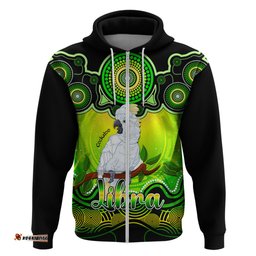 personalised australia libra cockatoo zodiac hoodie auz astrology aboriginal green