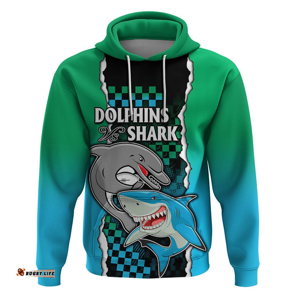 custom nrl combine rabbitohs and shark hoodie sporty style