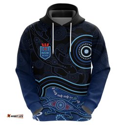 personalised nsw blues rugby indigenous hoodie lizard aboriginal dot art