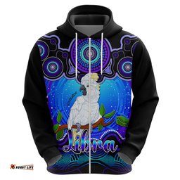 personalised australia libra cockatoo zodiac hoodie auz astrology aboriginal blue
