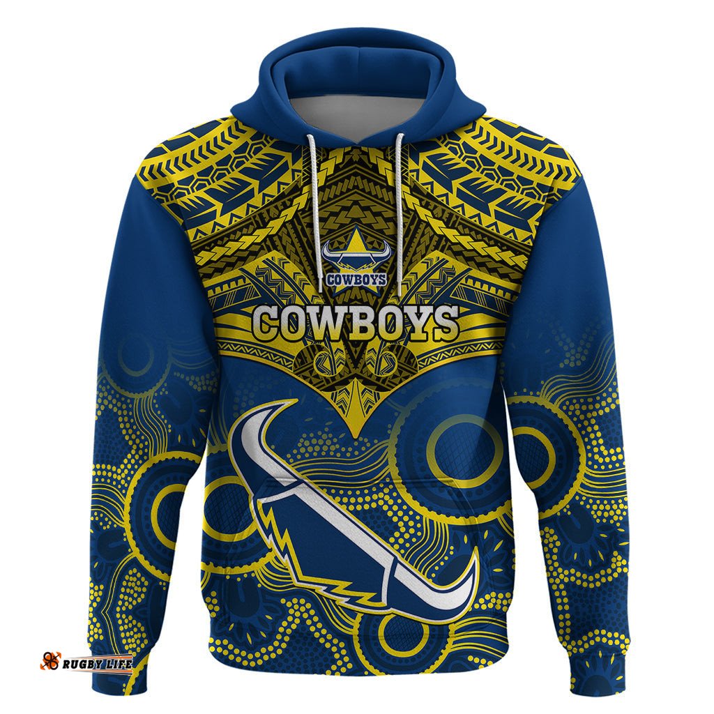cowboys rugby hoodie aboriginal mix polynesian pattern