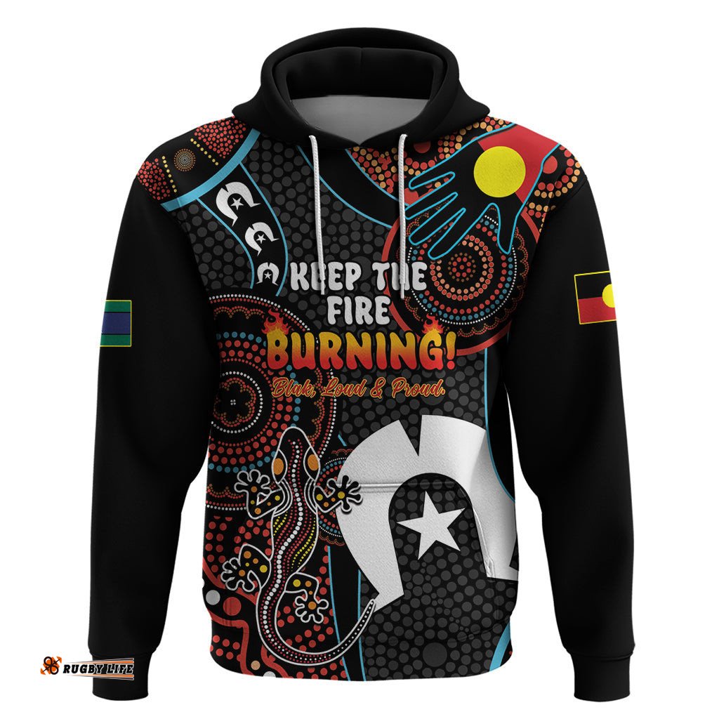 naidoc week 2024 hoodie keep the fire burning indigenous art